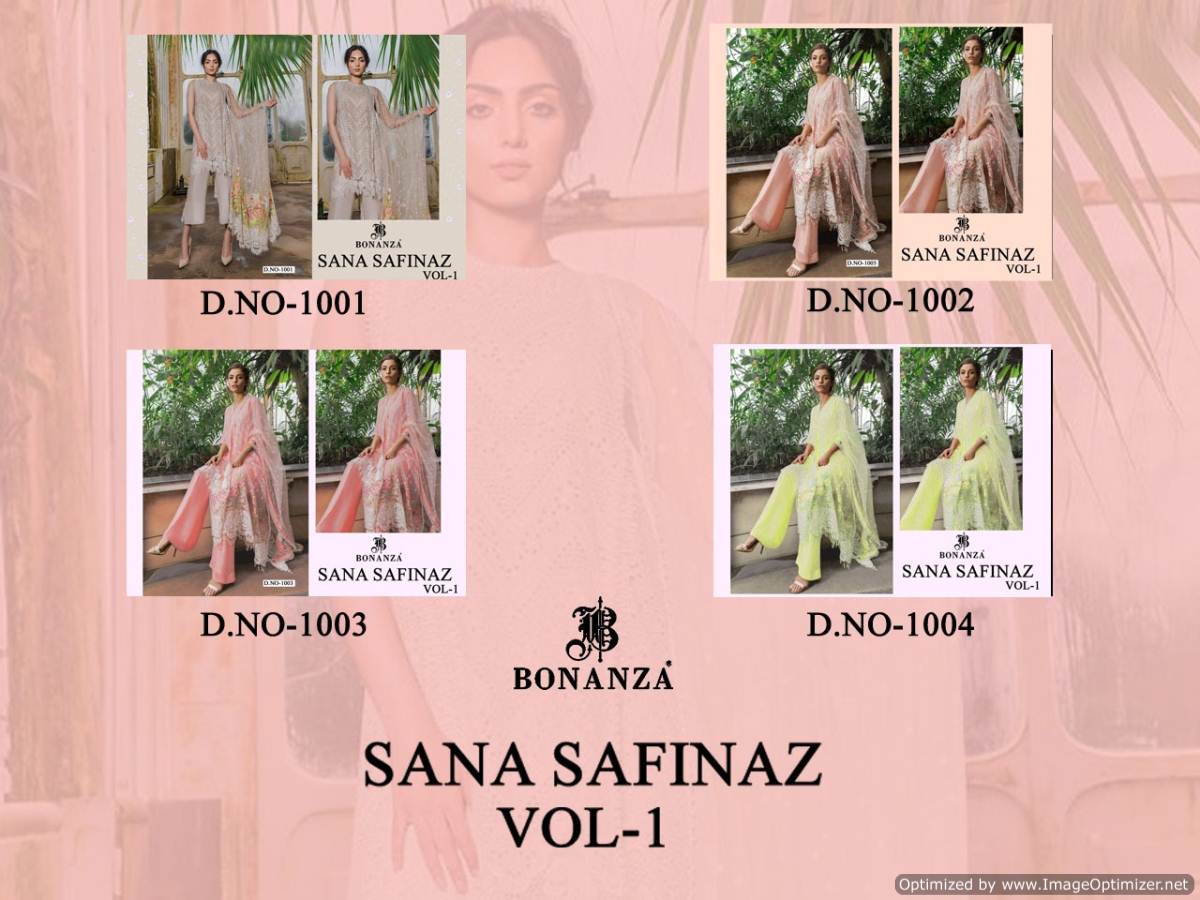 Bonanza Sana Safinaz Vol 1 Latest Heavy Fancy Pakistanu Salwar Suit Collection Having Pure Cotton wWth Chikaari Work Top Semi Lawn Sleeves Digital Printed Bottom And Heavy Embroidery Net Dupatta